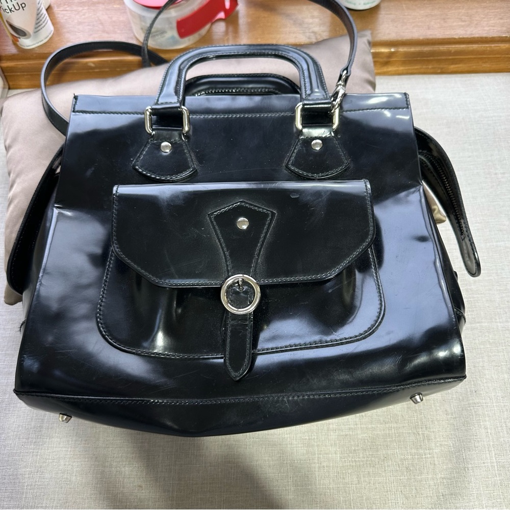 FURLA Vintage Black Leather Shoulder Bag - Picture 14 of 16